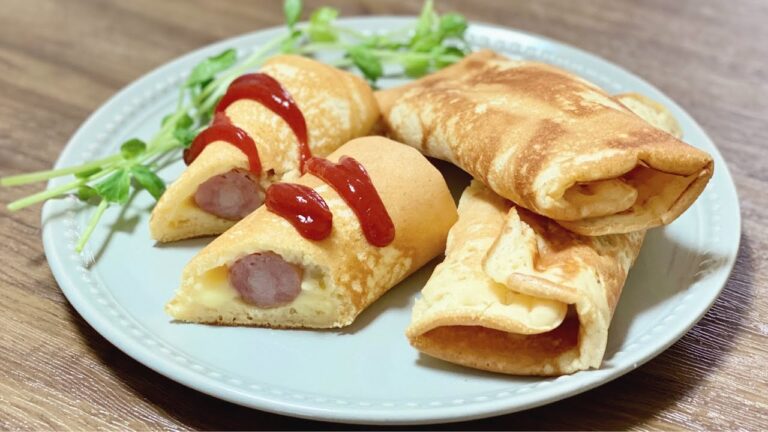 簡単揚げないウィンナーでアメリカンドッグ風／ハムでブリトー風／ホットケーキミックスレシピ