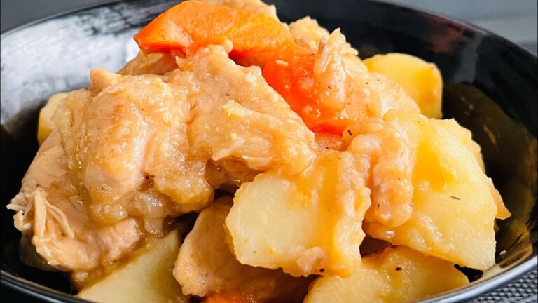 1滴の水も使わない！胸肉とじゃがいものホクホク煮【おふくろの味】味がしみしみで本当に美味しい♪ Boiled chicken and potatoes【home cooking】