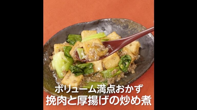 ボリューム満点おかず　挽肉と厚揚げの炒め煮