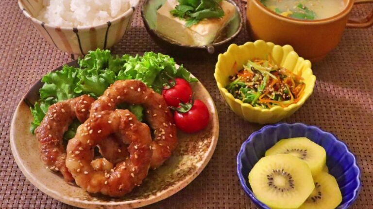 【料理】トンデリング・ニラ玉春雨スープ・人参と豆苗の塩昆布ナムル