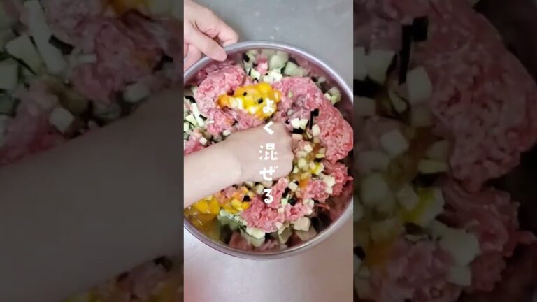 【15秒料理】茄子ゴロゴロジューシーハンバーグ【実家から送られてきた野菜を大量消費】#shorts #料理動画