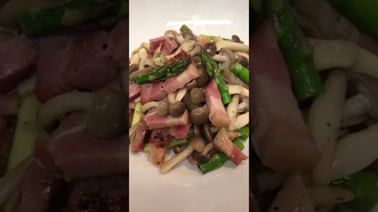 【簡単おつまみ】アスパラ、しめじ、ベーコンのバターソテー　 #shorts