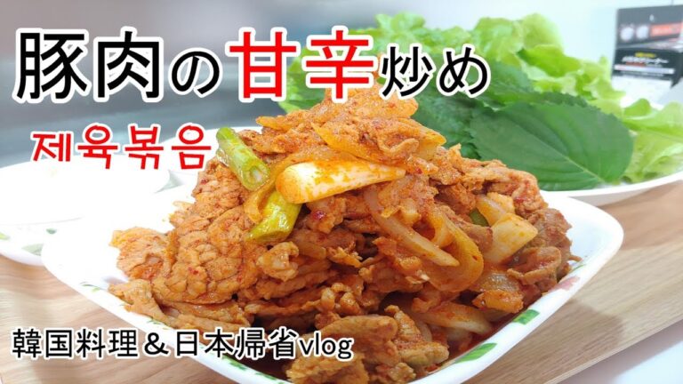 【豚肉の甘辛炒め】＆ 日本帰省vlog ,제육볶음, Spicy stir-fried pork recipe