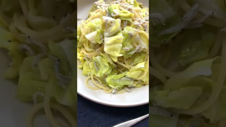 【キャベツとしらすの和風ペペロンチーノ】キャベツだらけのペペロンです。