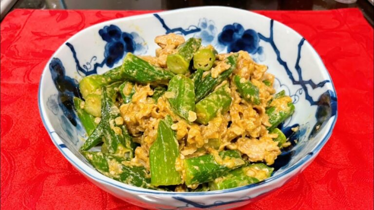 オクラと豚肉のカレーマヨ炒め　季節の味を食卓に　〜夏の晩ごはん献立〜