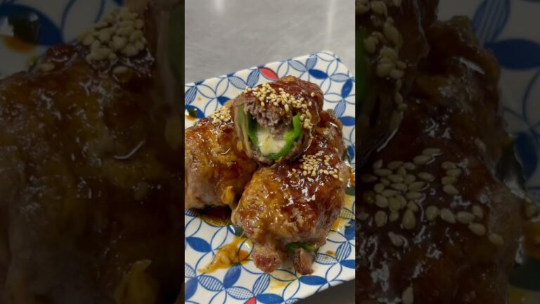 女将の肉巻きチーズピーマン Meat roll green pepper cheese #shorts