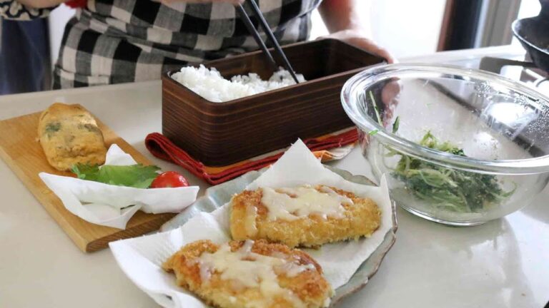 【３品弁当】旦那の胃袋つかんだ！揚げないチーズのせカレーチキンカツ＃862
