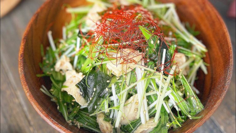 水菜と鶏ささみの中華サラダ