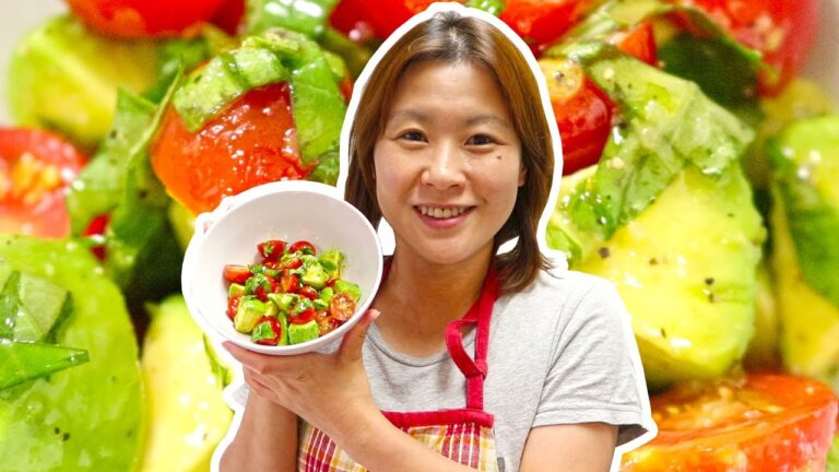 【ダイエットサラダ】アボカドとトマトのオリーブオイルにんにくバジルソースサラダの作り方