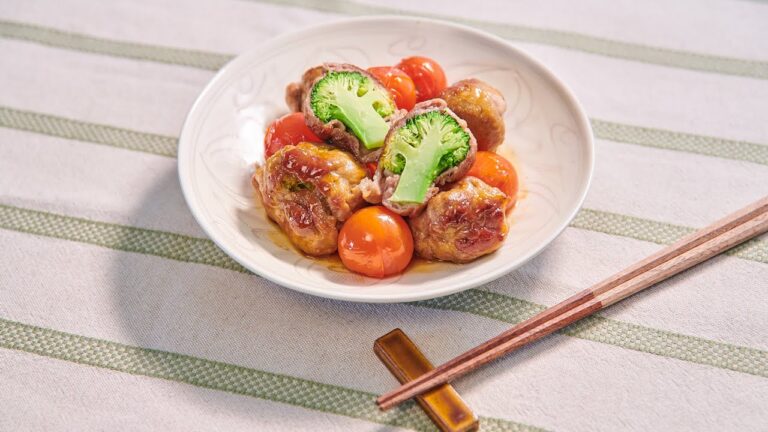 ブロッコリーの肉巻き青じそ炒め