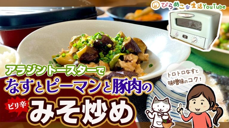 アラジントースターを使って作る、なすとピーマンと豚肉のピリ辛味噌炒め。ご飯がすすむよ。／AGT-G13A