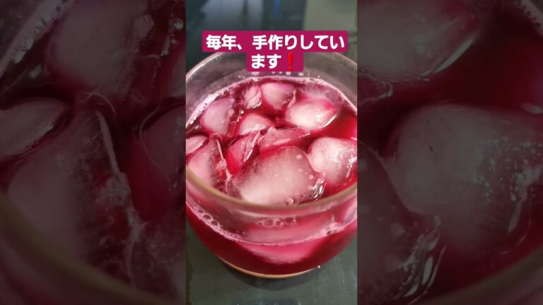 手作りのしそジュース飲んで休憩しよう❗クエン酸で元気いっぱい#shorts #しそ #クエン酸