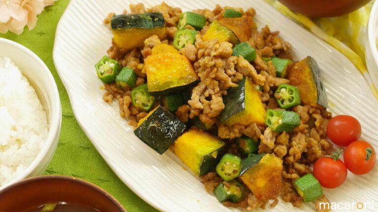 ほくほくヤミツキ！ かぼちゃと オクラの 豚ひき肉 炒め のレシピ 作り方