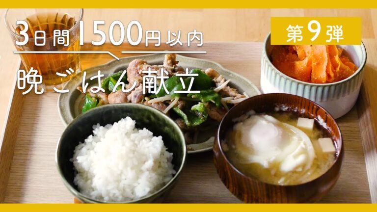 【第9弾！1500円以内で3日分 節約晩ごはん献立】もやしサンラータンあんかけ定食・鶏むねレモン南蛮漬け定食・豚こまピーマンのごまみそ定食