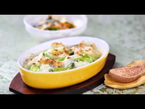 チンゲン菜の長いも豆乳グラタン