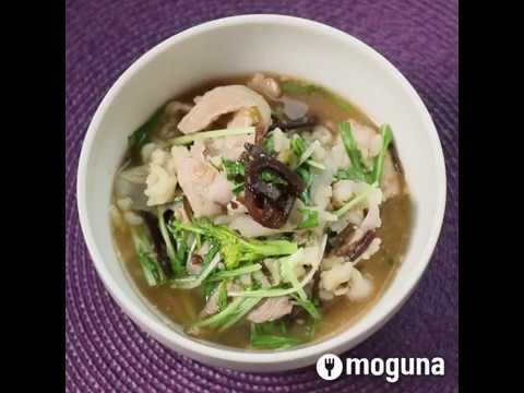 シャキシャキ水菜の食感がアクセント 豚肉と水菜のゴマポン酢雑炊 ｜ moguna[モグナ]