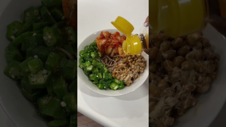 ダイエット生活5日目　#shorts #ダイエット #5日目 #diet #料理 #蕎麦 #オクラ #納豆 #キムチ #ごま油 #麺つゆ #ラー油