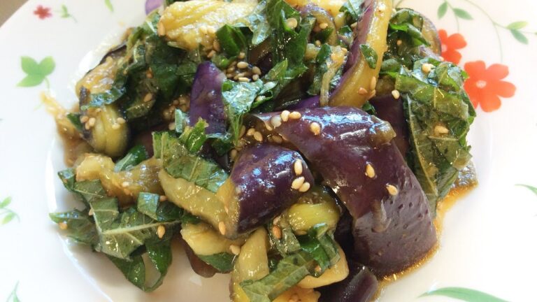 電子レンジで作るナスと大葉のナムル