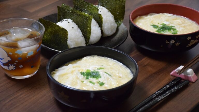 【お弁当】31　料理　かきたまうどん・塩おにぎり