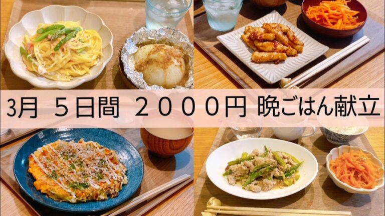 【平日５日間献立】新玉ねぎを使った晩ごはん／春野菜／お好み焼き／やみつき甘辛チキン／節約レシピ