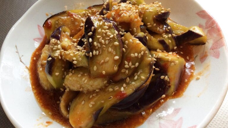 蒸しなすのピリ辛あえ