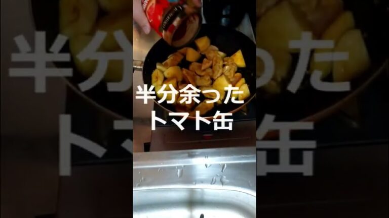 余りもののトマト缶使って、鶏むねとジャガイモのトマトカレー煮込み(=ﾟωﾟ)ﾉ　おじさんのてきとー料理 #Shorts