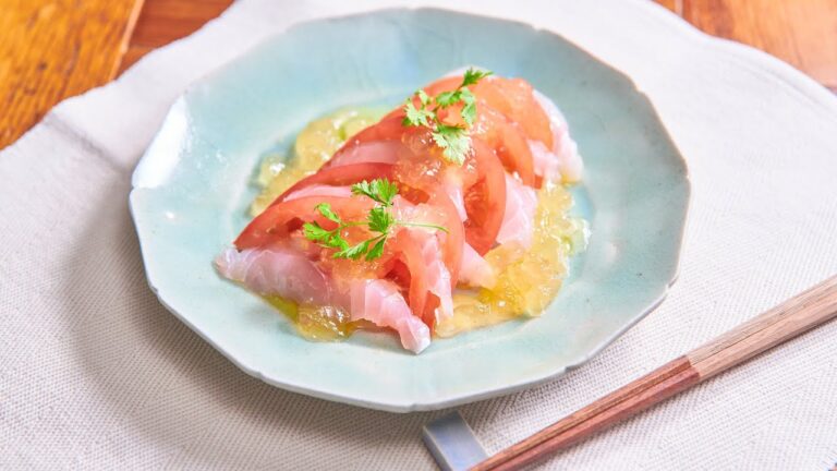 鯛とトマトの梅ジュレカルパッチョ