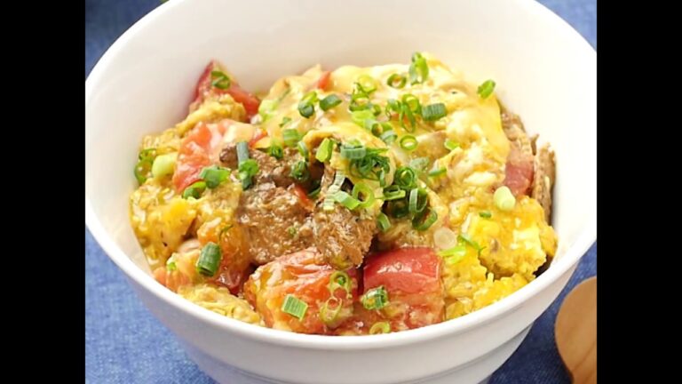 チーズもとろ〜り♪いわしとトマトのたまご丼