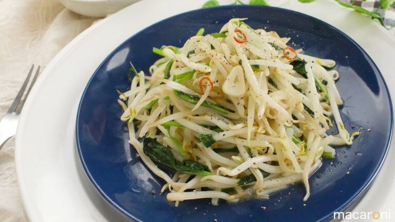 100円でごちそうおかず！もやしとほうれん草のペペロンチーノ