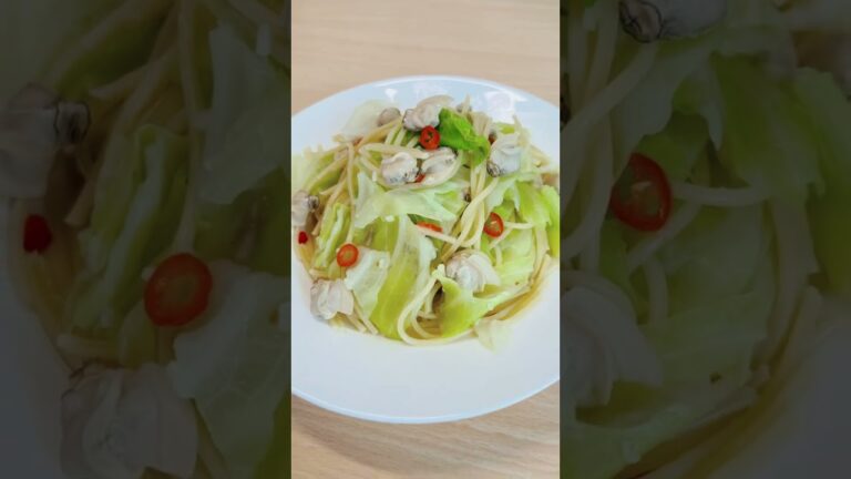 蛤蠣義大利麵 キャベツとあさりのスープパスタ No.241 Spaghetti with clam and cabbage #1分鐘水波爐料理