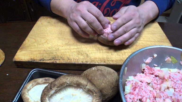 ドでかシイタケの肉詰め