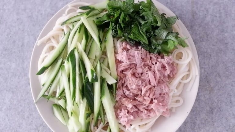 【簡単料理】ツナとキュウリと大葉の冷やしうどん