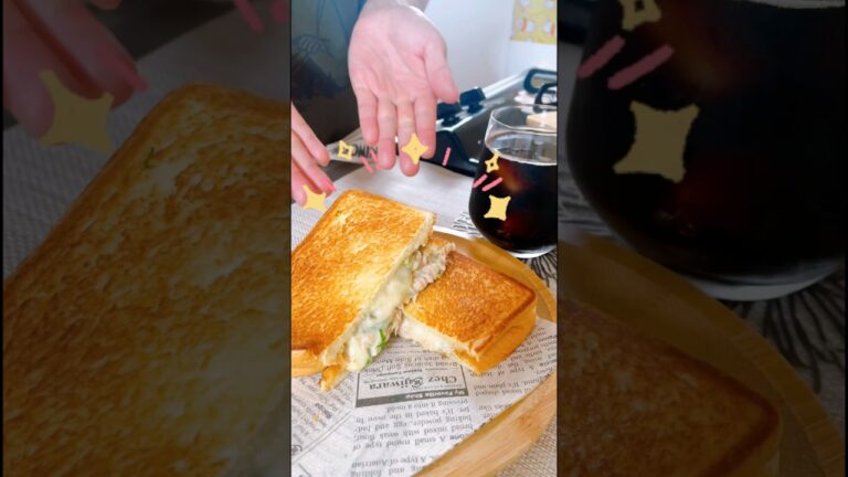 朝からパワーチャージ！『ネギツナホットサンド』が旨いのさ！ #food #cooking #レシピ #朝ごはん #ホットサンド