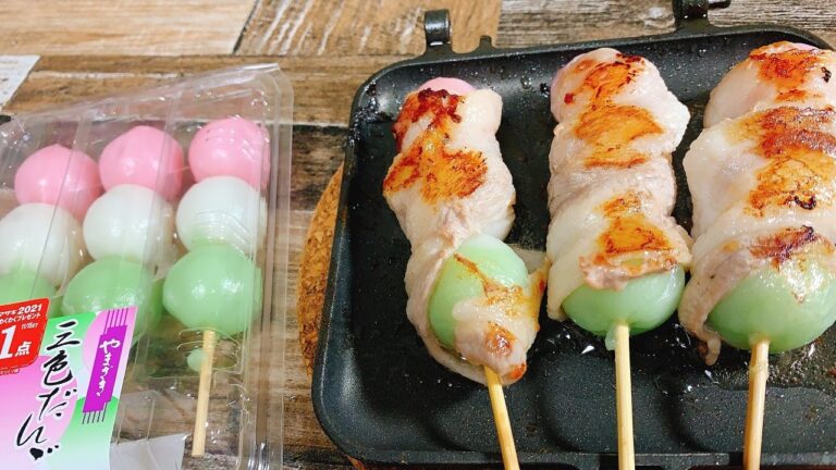 ［ホットサンドメーカー］三色だんごの肉巻き