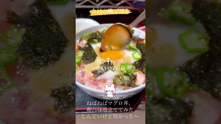 今日の夕食。ねばねばマグロ丼