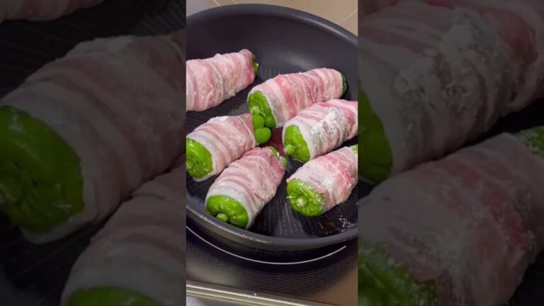 チーズを閉じ込めたピーマンの肉巻き🫑🫑😋