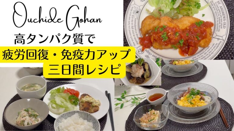 【高たんぱく質で疲労回復・免疫力アップ3日間レシピ】バランスの良い簡単で美味しい献立で元気に過ごしましょう！