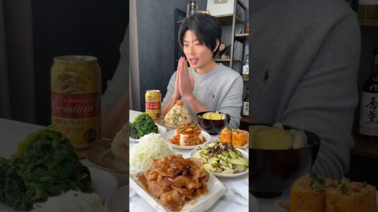 生姜焼き明太チーズおにぎり定食#shorts