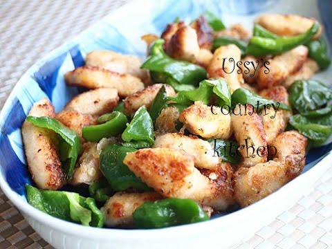 追いがつおつゆ鶏むね肉とピーマンの炒め物