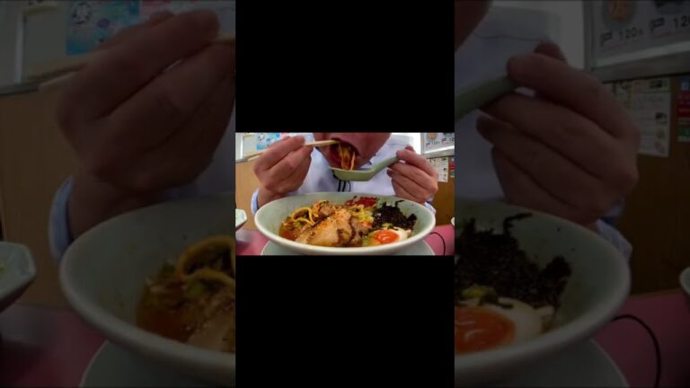 [ #Shorts ]最速!!ラーメン山岡家で旨辛スタミナらーめん[咀嚼音 飯テロ 外食 動画]期間限定ラーメンを食べるオヤジJapanトッピング多数ネギ巻き