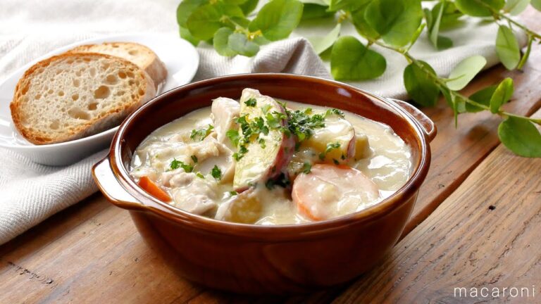 【さつまいものミルクシチュー】ルーいらずで簡単！さつまいものやさしい甘みとホクホク食感♪｜macaroni（マカロニ）