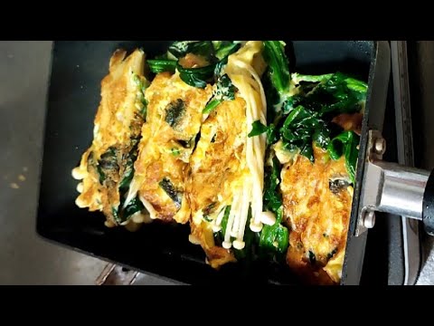 お弁当のおかずにエノキとほうれん草の玉子焼き#Shorts