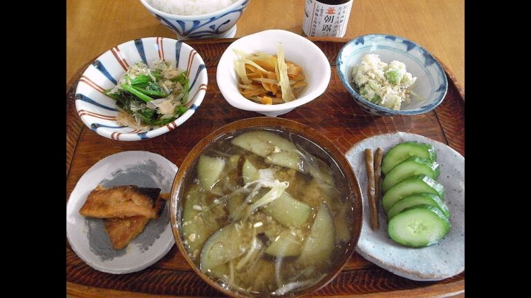 茄子の油炒めと茗荷の味噌汁で朝食 #Shorts