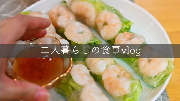 20代夫婦二人暮らしvlog/シンプル生春巻きで夜ご飯/平日の食事
