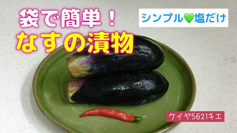袋で簡単！なすの漬物　シンプル♡塩だけ！