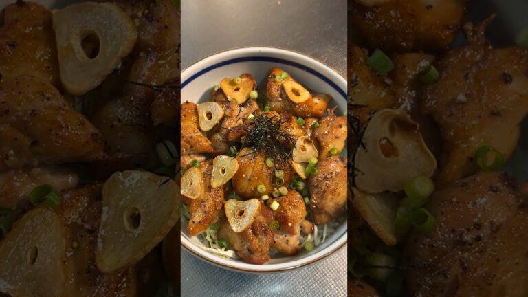 出汁から作る和風ガーリックチキン丼　#shorts