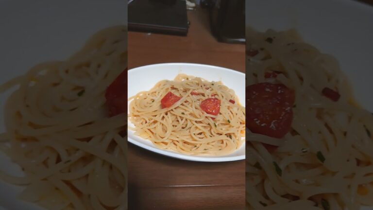 ミニトマトを使ったペペロンチーノ。