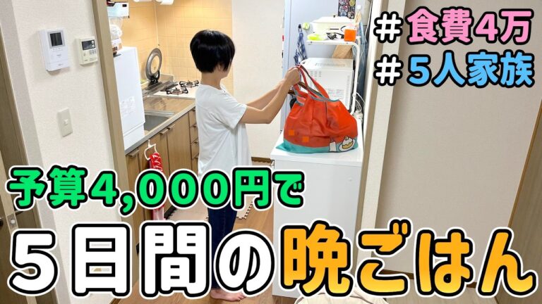 【食費の節約】節約主婦が予算４,０００円で「平日５日間の晩ごはん作り」に挑戦した結果｜節約レシピ/料理/食費月４万円/５人家族