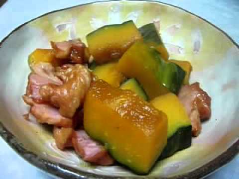 南瓜とベーコンの煮物。