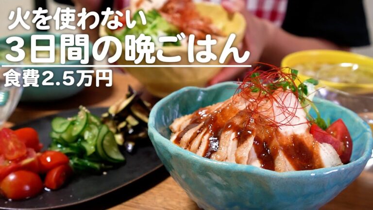 【火を使わない3日間の晩ごはん】30代夫婦のリアルな晩ごはん｜自炊記録【電子レンジレシピ】